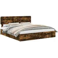 vidaXL Opbergbed met lade Rook Eiken 180 x 200 cm Bewerkt hout