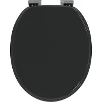 vidaXL Zacht-sluit toiletzitting Zwart 44 x 38 cm MDF bord