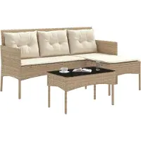 vidaXL Tuinbank Set met kussen 2 pcs poly rattan