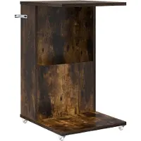 vidaXL Bijzettafel met wiel Rook Eiken 40 x 35 x 60 cm Bewerkt hout