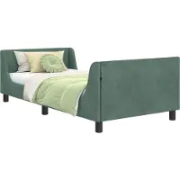 vidaXL Kinderbedframe met hoofdeinde, zeegroen, 80 x 200 cm, fluweel