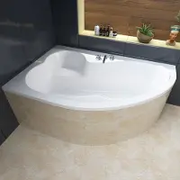 Polimat MEGA hoekbad 160 x 105 cm links wit met styropor ombouw