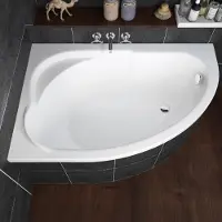 Polimat STANDARD hoekbad 130 x 85 cm rechts wit met styropor ombouw