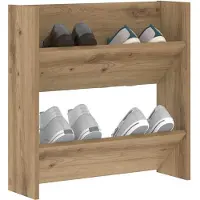 vidaXL Schoenenkast 60 x 18 x 60 cm Bewerkt hout Artisanaal eiken