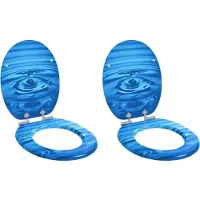 vidaXL Zacht-sluit toiletzitting 2 pcs Blauwe Druppel 44 x 38 cm