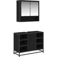 vidaXL Badkamermeubel Set 2 st Zwart Eiken 80 x 33 x 60 cm
