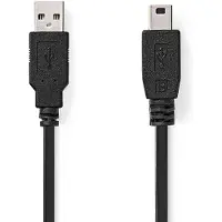 Nedis USB-Kabel | USB 2.0 | USB-A Male | USB Mini-B 5-Pins Male | 480 Mbps | Vernikkeld | 5.00 m | Rond | PVC | Zwart | Label - CCGL60300BK50