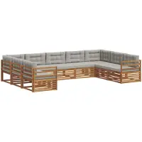 vidaXL Buiten bank set 9 st Natuurlijk en Licht Grijs