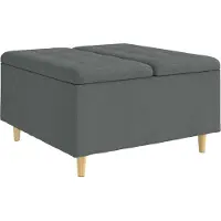 vidaXL Opslagottoman met kussen Donkergrijs 80 x 80 x 45 cm Stof