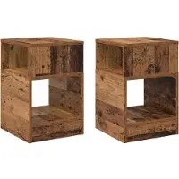 vidaXL Bijzettafel 2 st Oudhout 30,5 x 30 x 45 cm Bewerkt hout
