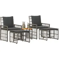 vidaXL Buitenmeubels set 5 st Zwart en Donker Grijs