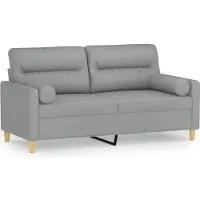 vidaXL Tweezitsbank met sierkussens 140 cm stof lichtgrijs
