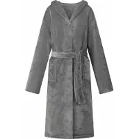 vidaXL Badjas Hoodie Donkergrijs m Flanel