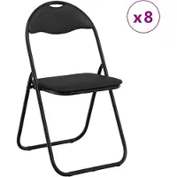 vidaXL Inklapbare stoel 8 pcs Zwart 48 x 43,5 x 81 cm Kunstleer