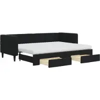 vidaXL Slaapbank met onderschuifbed en lades 80x200 cm fluweel zwart