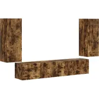 vidaXL Tv Wandkast Set 4 st Gerookt eiken Bewerkt hout
