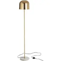 Halay J-Line staande lamp Queen, 148 cm, met goudkleurige metalen lampenkap en marmeren voet, E14 fitting