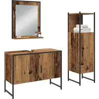 vidaXL Badkamermeubel Set 3 st Bruin 33 x 33 x 113.5 cm Bewerkt hout