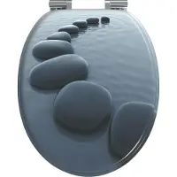 vidaXL Zacht-sluit toiletzitting Grijs 44 x 38 cm MDF bord