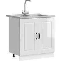vidaXL Keuken Kast Kalmar Glanzend Wit 80 x 46 x 81,5 cm Bewerkt hout