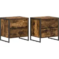 vidaXL Nachtkastje 2 st Rook Eik 50 x 39.5 x 50 cm Bewerkt hout