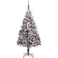 vidaXL Kunstkerstboom met 300 LED Wit 180 cm PVC en Staal en Kunststof