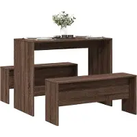 vidaXL 3-delige Eettafel en bankenset bewerkt hout bruin eikenkleur