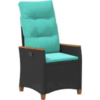 vidaXL Verstelbare tuinstoel, zwart en turquoise, 64 x 57,5 x 112 cm
