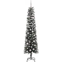 vidaXL - Kunstkerstboom - met - 300 - LED - Groen - 210 - cm - PVC - en - Plastic - en - Staal