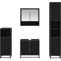 vidaXL Badkamermeubel Set 4 st Zwart Eiken 35 x 37,5 x 188,5 cm