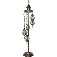 Halay Oosterse vloerlamp - mozaiek met 5 bollen - hoogte 140cm - koperkleurig - E14 fitting