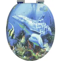 vidaXL Zacht-sluit toiletzitting Blauw 44 x 38 cm MDF bord
