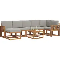 vidaXL Buiten bank set met kussen 8 pcs Natuurlijk en Licht Grijs