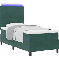 vidaXL LED boxspringbed met hoofdeinde, donkergroen, 100 x 200 cm, fluweel