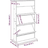 vidaXL Tijdschriftenrek Wit 70 x 41 x 126 cm Bewerkt hout