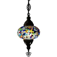 Halay Turkse hanglamp - Handgemaakte mozaïeklamp - Marokkaanse lamp - Authentiek - Meerkleurig - 78 cm hoog