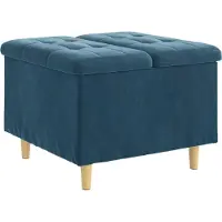 vidaXL Ottoman met opslag Blauw 60 x 60 x 45 cm Fluweel