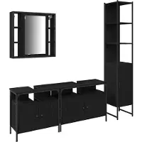 vidaXL Badkamermeubel Set 4 st Zwart Eiken 33 x 33 x 185,5 cm