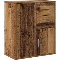 vidaXL - Dressoir - met - lade - Oudhout - 60 - x - 31 - x - 70 - cm - Bewerkt - hout