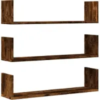 vidaXL Wandschappen 3 st 80x18x18 cm bewerkt hout gerookt eikenkleurig