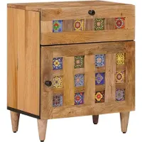 vidaXL Nachtkastje met lade Naturel 50 x 33 x 60 cm Massief Mango Hout