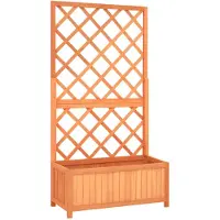 vidaXL Plantenbak met latwerk 70x30x135 cm massief vurenhout bruin