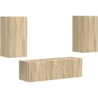 vidaXL Tv Wandkast Set 4 st Sonoma Eik Bewerkt hout