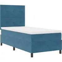 vidaXL LED Box Spring Bed Donkerblauw 80 x 200 cm Fluweel