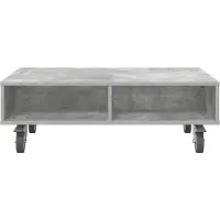 vidaXL Bijzettafel met wielen Beton Grijs 90 x 50 x 30 cm Bewerkt hout