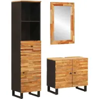 vidaXL Badkamer Sets met lade met plank Naturel Massief Mango Hout