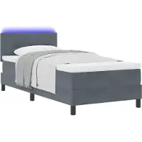 vidaXL LED Box Spring Bed Donkergrijs 100 x 200 cm Fluweel