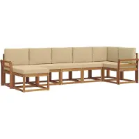 vidaXL Buiten bank set 7 st Natuurlijk en Beige