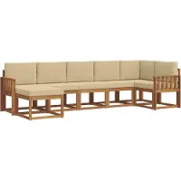 vidaXL Buiten bank set 7 st Natuurlijk en Beige