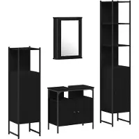 vidaXL Badkamermeubel Set 4 st Zwart Eiken 33 x 33 x 185,5 cm